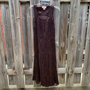 Calvin Klein Brown Crinkle Silk Dress 6